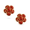 Red Enamel Button Style 3D Rose Flower Spring Retro Stud