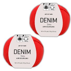 Art of Yarn Denim 55% Cotton,45% Poliacrylic, 2 Skeins Total 100gr (3,52 oz),320m (3,48 yds),Soft & Smooth Yarn Sport – Fine(2) for Crocheting, Knitting, Amigurumi, Baby Blankets, Baby Garments 99926