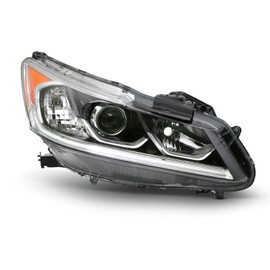 AKKON - Fits 2016-2017 Honda Accord EX EX-L SE Sport Halogen Type [LED DRL Models] Projector Chrome Headlight Driver Left Side