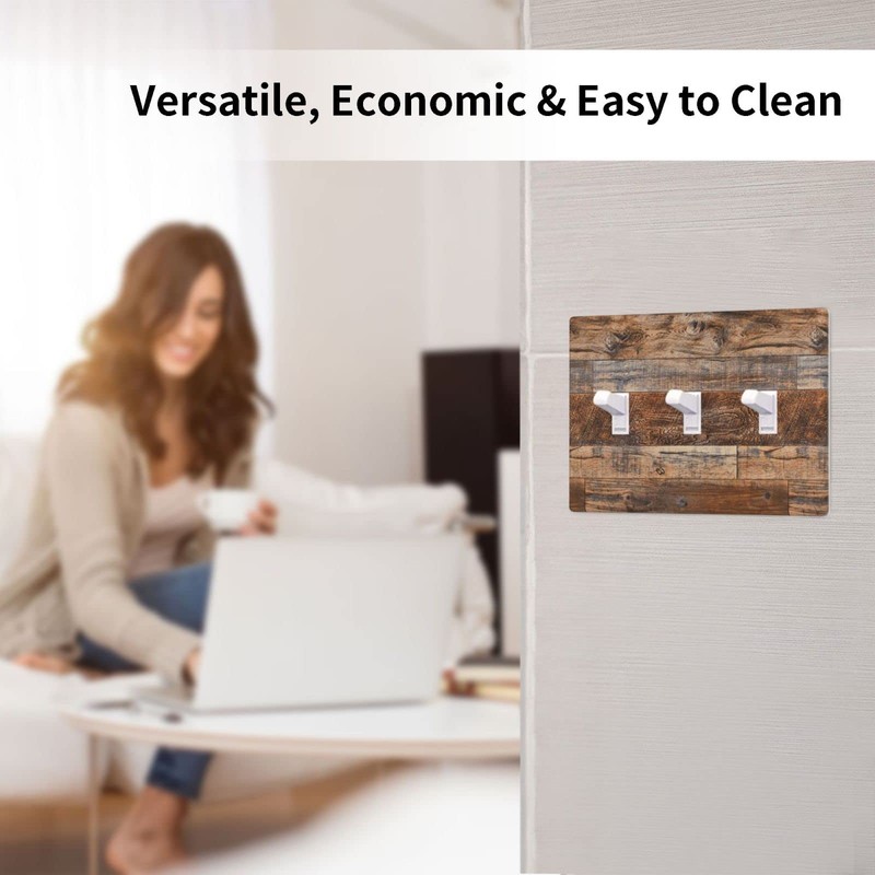Brown Rustic Wood Triple Light Switch Cover Plate 3 Gang