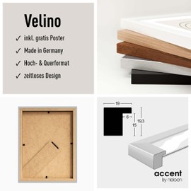 accent by nielsen Velino Photo Frame 13 x 18 cm Wood Silver Photo Frame for Standing and Hanging in Portrait and Landscape Format Real Glass