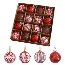 16 Pcs Christmas Ball Ornaments,Red Christmas Baubles,6 cm Shatterproof Christmas Tree Decoration,Glitter Xmas Hanging Baubles Ball Ornaments for Christmas Party Decoration (Red)
