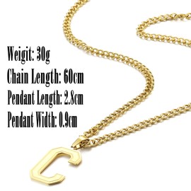 RWQIAN Large Initial Letter Necklace for Men Women,Gold Plated Stainless Steel Chain with R Alphabet Pendant,Name Capital Letter Necklaces for Sports Athletes Men Women Graduation Initial Gifts