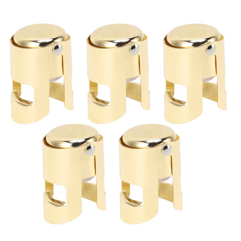 5Pcs Champagne Bottle Stopper Stainless Steel Champagne Sealer Plug Reusable