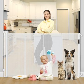 Reinforced 42" Tall X 80" Wide Extra Tall Retractable Gate Extra Tall Pet Gate for Doorways Long Retractable Baby Gate Extra Tall Gates for Dogs Indoor Extra Tall Baby Gate for Dogs Retractable Fence
