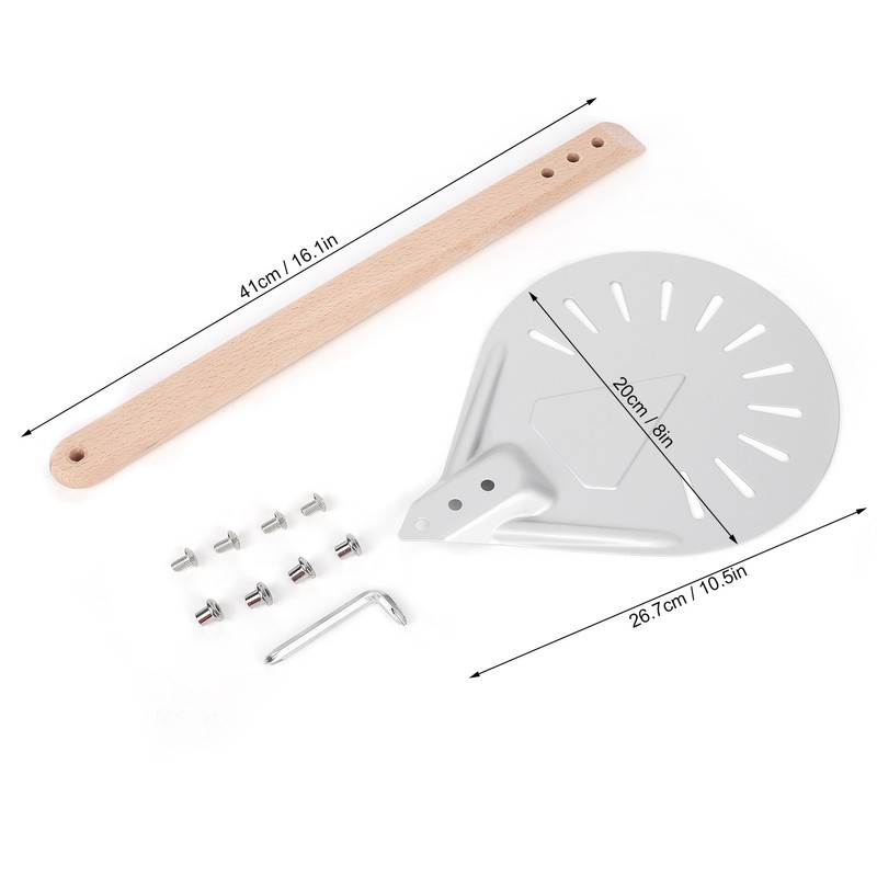 Round Pizza Spatula with 41cm Removable Wood Handle AntiScalding NonSlip