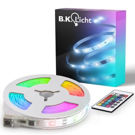B.K.Licht - USB LED Strip 3 m with Remote Control, Colourful RGB, Dimmable, Strip, Room Decoration, Gaming, Strip, Light Strip, 300 x 0.2 x 1 cm, White, Indoor
