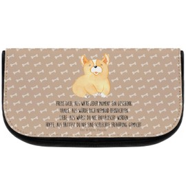 Mr. & Mrs. Panda Corgie Cosmetic Bag, brown, Hand Drawn