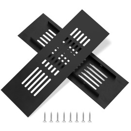 Ventilation Grille, Aluminium Ventilation Grille, Rectangular Exhaust Grille, Corrosion Protection with Screws for Ventilation of Cabinets and Bedrooms, Black, 15 x 5 cm