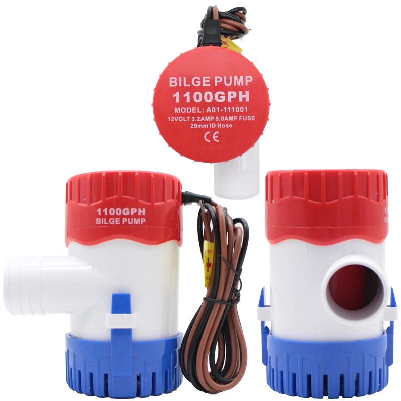 CREATORELE 12v Bilge Pump 1100GPH Non-Automatic And a 1-1/8 Inch