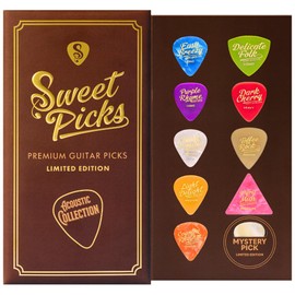 Premium Acoustic Guitar Picks Variety Pack with Play Style Guide | Gift Ready Signature Guitar Pick Holder | Includes Thin Medium Heavy | Perfect for Beginners & Guitar Lovers