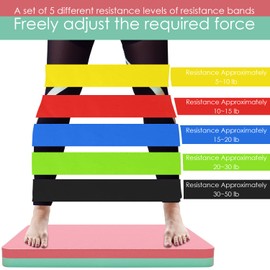 Thickened balance pad,Figure 8 Fitness Exercise Band,Loop Resistance Bands Fitness Yoga Set for Men and Women in home,Anti Slip Foam Yoga Kneeling cushion (Multi)