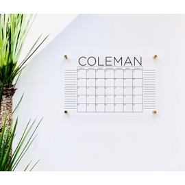 Large Clear Acrylic Monthly Calendar for wall | Dry-Erase Message White Board Calendar Wall Mounted Office Home Family Organization Tools Must Haves School Kids Adult Mom Teen Monthly Weekly ADHD Tool
