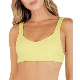 Hurley Womens Max Crochet Lace-Up Back Bikini Swim top Yellow L