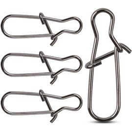 Orootl 100 pieces fishing swivel duolock snaps fish bait hook plug stainless steel 25LB-200LB fishing gear accessory size # 0 ~ # 8