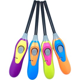 4 Pack Candle Lighters Multipurpose Extended Long Butane Lighter Wand Refillable for Kitchen Fireplace Pilot Light DIY BBQ Grill Stove