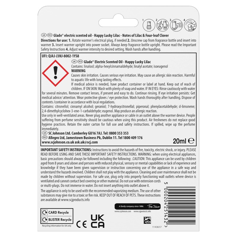 Glade Plug In Holder and Refill, Electric Scented Oil, Happy