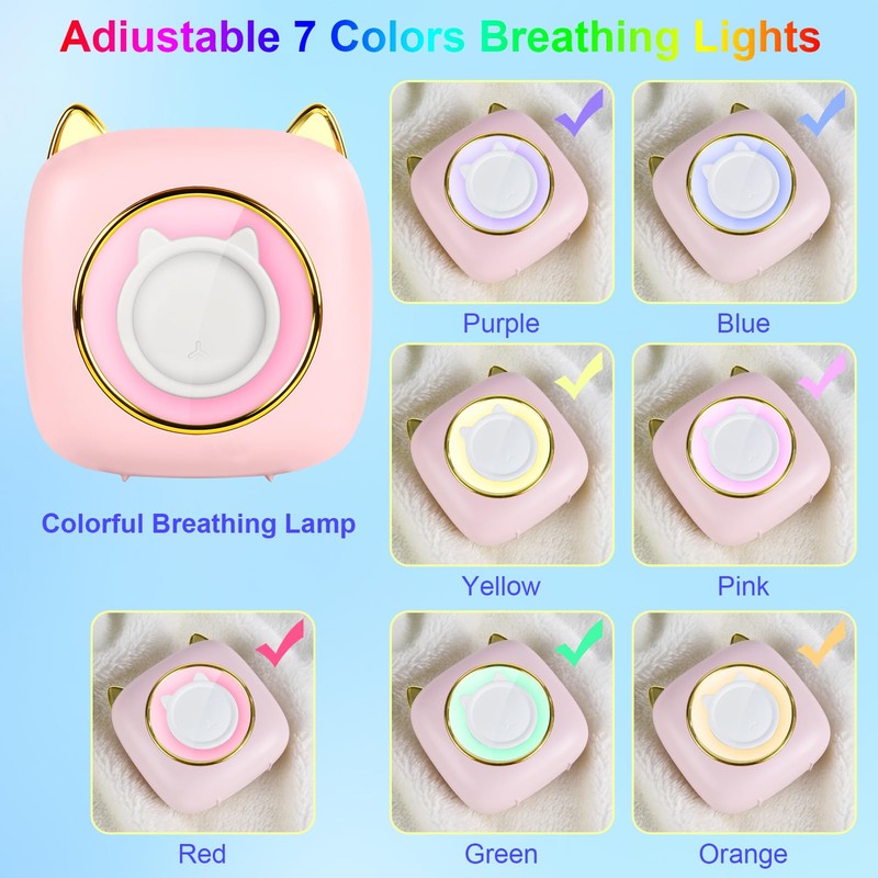GuKKK Mini Printer, Mobile Photo Printer, Portable 7 Colours LED,