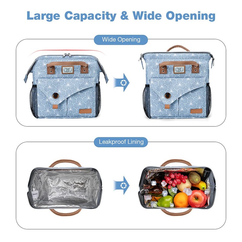 Lekebaby Insulated Lunch Bag for Women Leakproof Wide Open Lunch