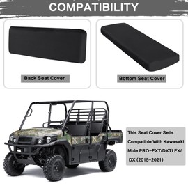 LKV Mule Pro Seat Covers Compatible with Kawasaki Mule PRO-FXT FX DXT DX 2015-2023 Water-Resistant 1680D Fabric UTV Bench Seat Covers