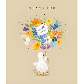 GBCC Thank You Card - Thank You Card with Artistic Duckling and Flowers Design and Foil Details
