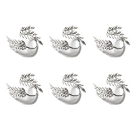 Climple Napkin Rings Set of 6 - Wheat Leaf Silver Napkin Rings - Elegant Decorative Silver Napkin Rings Holder Buckles for Fall, Holiday, Thanksgiving Dining Table