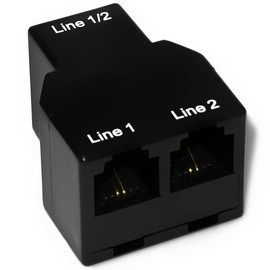 RetailAndBulk Dual Telephone Line Separator/Combiner 3-Female RJ11 Jack Adapter for 2 Line Phone Cable (Black, 2 Line Phone Splitter)