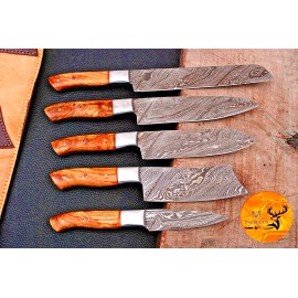 Knife Custom Handmade CHEF KNIFE Set Kitchen Knives Cutlery Forged Damascus Steel 132