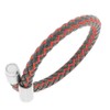 EDFORCE Stainless Steel Red Faux Leather Silver-Tone Mens Bracelet, 8"
