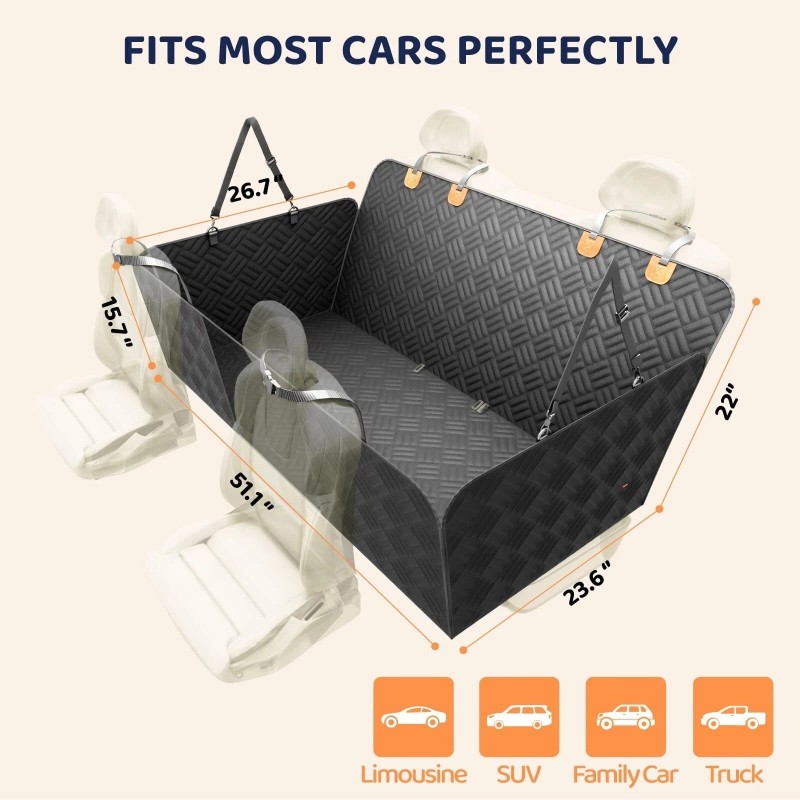 PROZAR Dog Car Seat Cover for Back Seat Hard Bottom