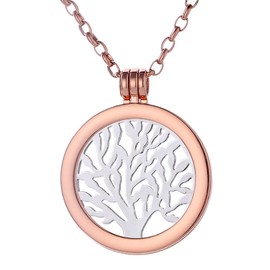 Morella women's rose gold necklace, 70 cm, stainless steel with amulet and coin, 33 mm, in jewellery bag., Stainless Steel