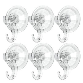 GlobaLink Bathroom Suction Hooks - 6 Pack Reusable Sucker Hooks Heavy Duty 3KG Capacity, Clear Shower Hooks for Bathroom, Kitchen, Window Bags, Coats, Caps, Towel