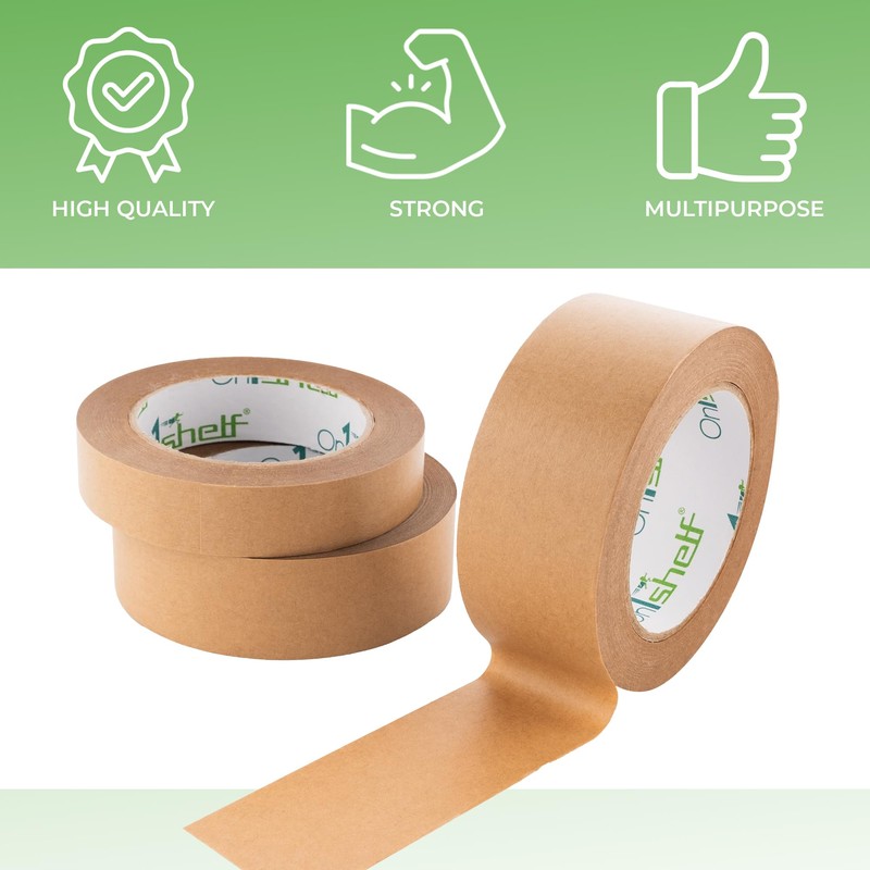 On1shelf® Eco-Friendly Biodegradable Kraft Carton Sealing Tape - 50m Long