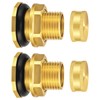 wantmatch 2 Pack Brass Bulkhead Fitting with Plug Double-Threaded 1/2