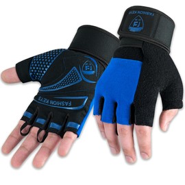 FK by ZM Gym Workout Gloves for Men & Women – Weightlifting, Powerlifting & Fitness Gloves with Wrist Support & Full Palm Stability – Secure Grip for Training, Pull-ups & Strength Workouts (Blue, L)