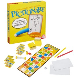 Mattel Games Pictionary Drawing Game, Board Game for Family, Kids, Teens and Adults, with Dry Erase Boards, Markers, Adult Clue Cards and Junior Clue Cards, for 8 Year Olds and Up, French Edition