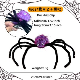 Halloween Hair Clips, Set of 4, Spider, Halloween Costume, Hair Ornament, Halloween Hairpin Costume, Hair Accessories, For Children and Adults