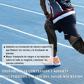 Rodillera Compresión Ajustable 1 Par, Soporte Deportes Articular, Negro, M