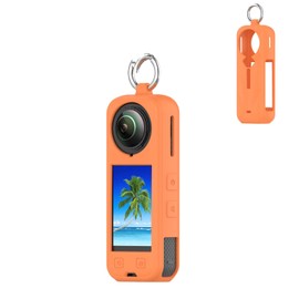 for Insta360 X5 Action Camera Silicone Protective Case, Insta360 X5 case Cover with Keychain Easy to Carry,Anti-scrathes&Shockproof,Orange
