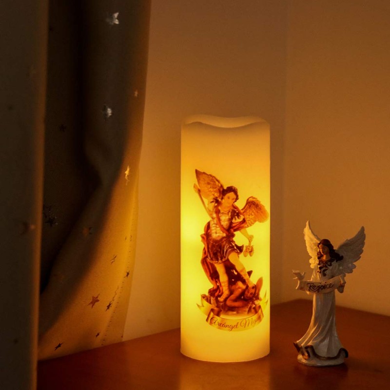 Wondise Flameless Flickering Devotional Prayer Candle with Remote and Timer,