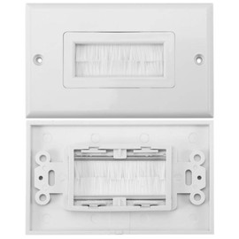 Maxmoral 1pc Brush Wall Plate Multi-Function Single Port Cover Outlet Wall Mount Multimedia Panel White