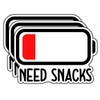 (3Pcs) Need Snacks Battery Sticker Funny Sarcastic Vinyl Decal for