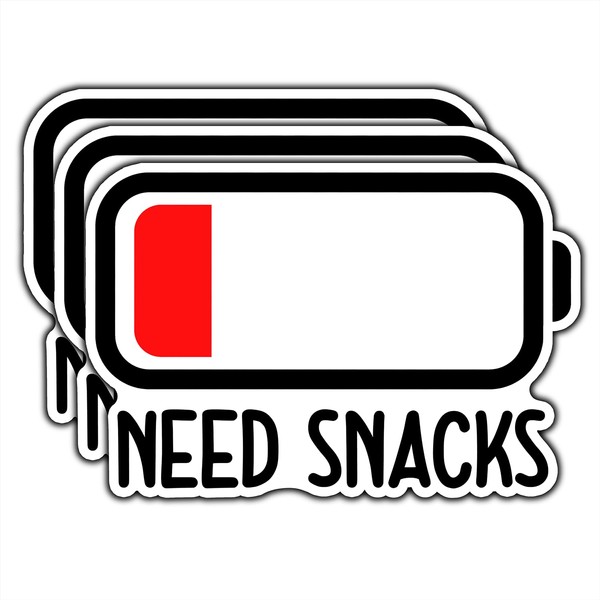 (3Pcs) Need Snacks Battery Sticker Funny Sarcastic Vinyl Decal for