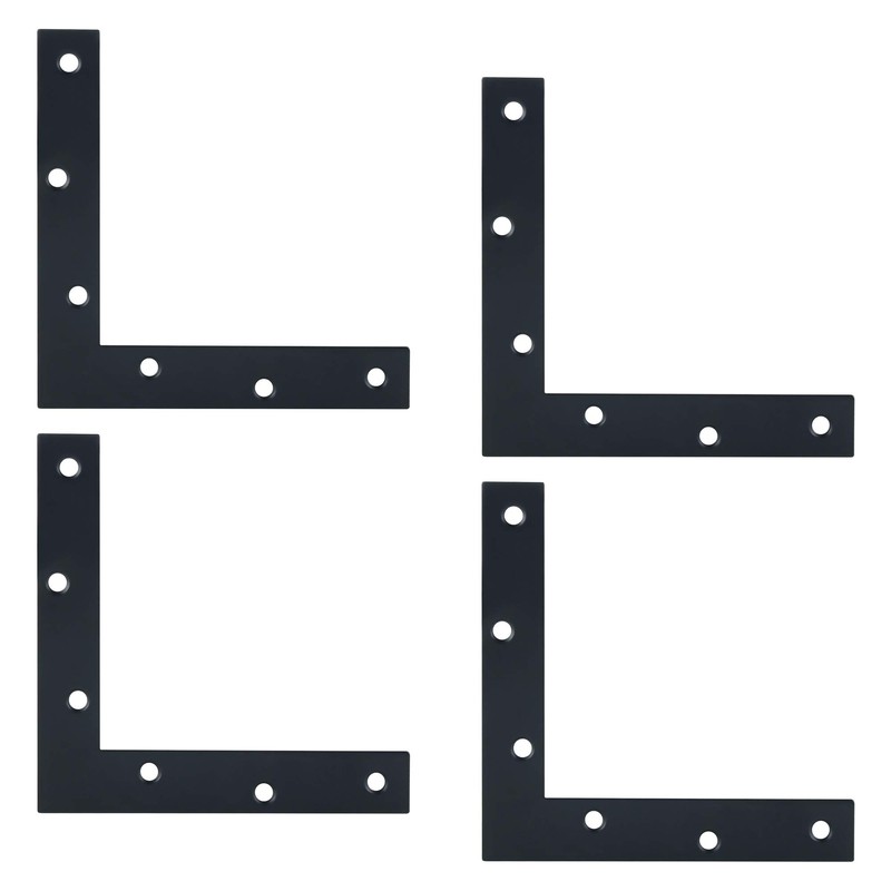 Alise Flat L Brackets for Wood,Black Flat Corner Brace Corner
