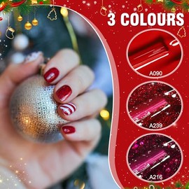 YSUVIN UV Nagellack Rot, 3 Farben Rot Glitzer Gel Nagellack Soak-Off UV Gellack f√ºr Frauen Home DIY Nail Art Manik√ºre Salon, Langlebig, 8ML