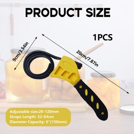 1PCS Rubber Strap Wrench Strong Grip 600mm Strap Pipe Adjustable Fits Various Sizes and Shapes Multi Purpose Rubber Wrench for Jar Opener, Pipes, Plumbing, Oil Filter, Shower Head, Water Filter