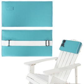 Outdoor Chaise Lounge Head Pillow, Pack of 2 Water Resistant Headrest Pillows 15.7 x 7.9 inches with Elastic Band for Pool Patio Chairs with Sunglasses Pocket