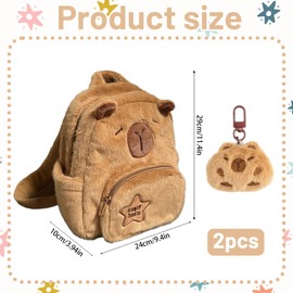 RHZXD Capybara Bag, Cute Capybara Backpack for Kids, School Backpack for Boys and Girls with Capybara Keychain, Lightweight and Durable, Perfect for School, Travel, and Daily Use