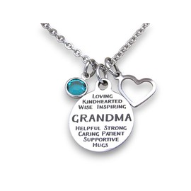 Grandma Necklace with Heart Charm and Birthstone, Gift for Grandma, Grandma Keepsake, Grandma Jewelry, Grandma Necklace, Grandma Birthday