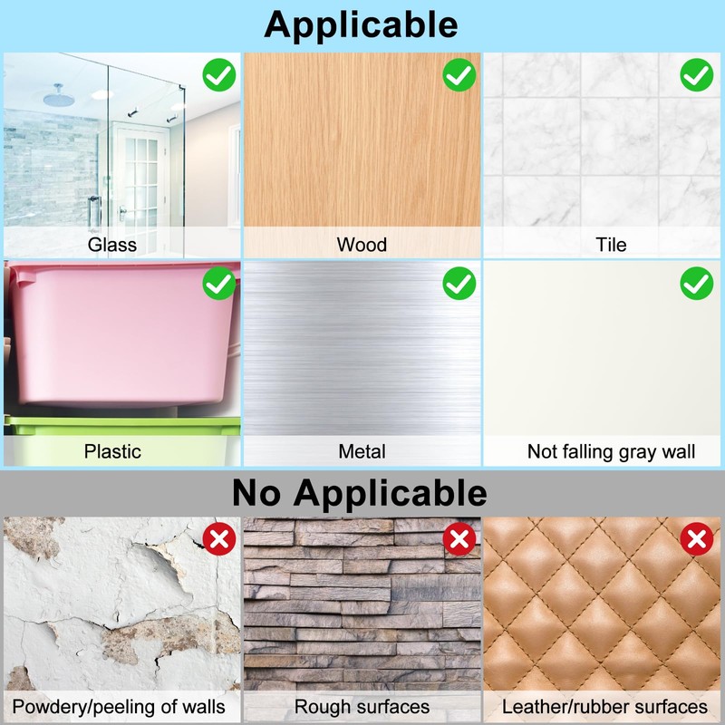 Vivinin 15 Pack Shower Caddy Adhesive Replacement, No Drilling Shower